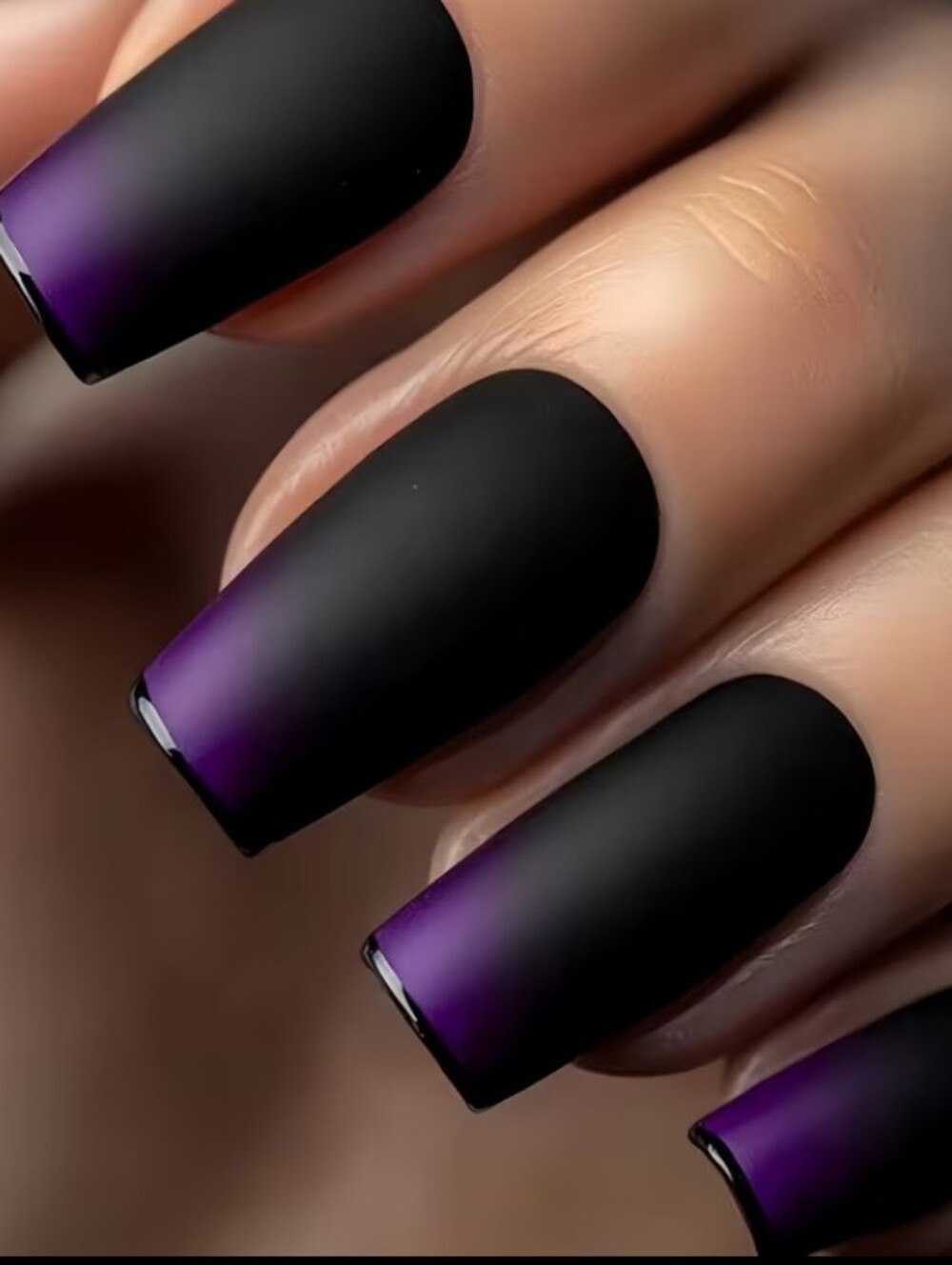 Matte Black to Purple Ombre Press-On Nails
